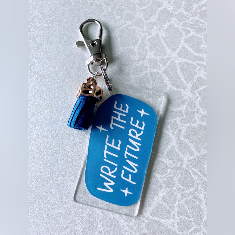 Blue 'Write the Future' Keychain